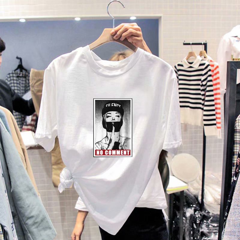Ảnh Áo Thun Mùa Hè In Họa Tiết DaDu Đơn Giản Trẻ Trung  Áo Thun Cotton Plus Size Ngắn Tay Phong Cách Hàn Quốc 4