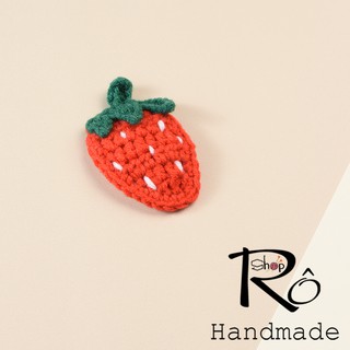 Kẹp tóc dâu tây len xinh xắn cho nữ và bé gái 5.5cm |Cặp tóc mái Handmade xịn  |Shop Rô Handmade