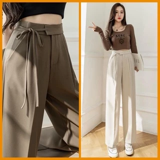Quần ống Rộng Nữ Lưng Cao Quần ống Suông Thắt Nơ Phong Cách Hàn Quốc Siêu Xinh MA25