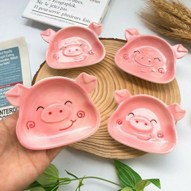 Đĩa sứ hình heo/bát sứ hình heo ADKN - hanzomart