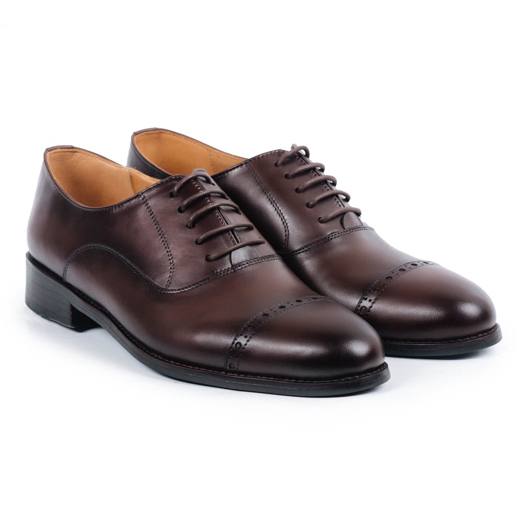 Ảnh Giày Tây Cao Cấp CHARLES CAPTOE OXFORD - OF02 - Da Bò Ý Lót Trong Da Bò Mộc - Thương hiệu Be Classy 2