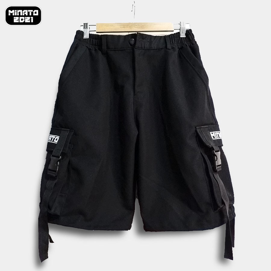 Quần Ngắn Cargo Nam Nữ Unisex Form To Oversized Kaki Dây Gài Hình Thêu