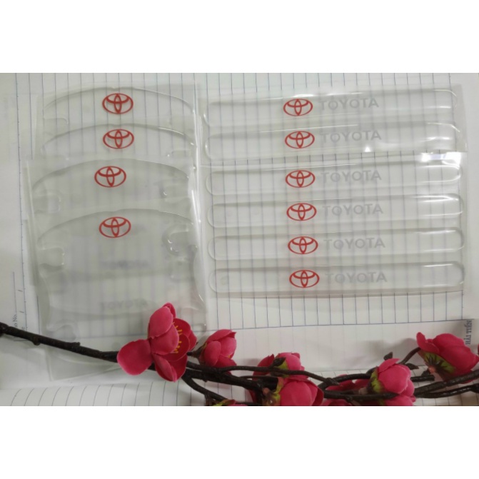 Bộ 10 miếng dán silicon tay, hõm, gương ô tô logo hãng xe TOYOTA Vios,Innova,Fortuner,Camry,Altis,Yaris,Prado,Hilux