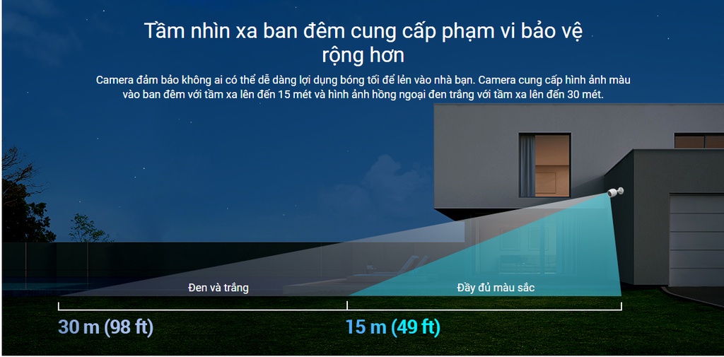Mô tả Camera ip wifi ngoài trời EZVIZ c3tn 2m color h3c WiFi 2MP 1080P có mic và màu ban đêm - 5