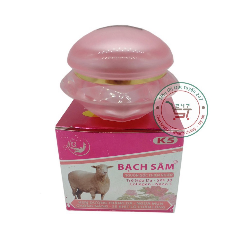 Kem dưỡng Trắng da mặt Ngừa mụn Chống nắng Se khít lỗ chân lông Bạch Sâm K5 25g (Tím Xám)