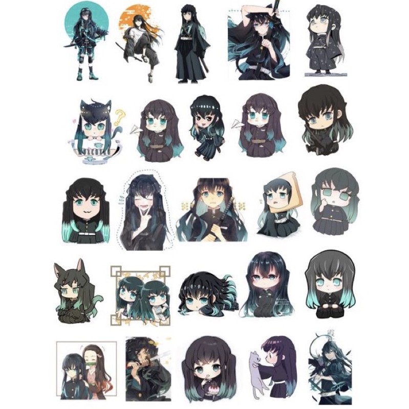 62 sticker muichirou ép lụa khác nhau/ hình dán muichirou kimetsu no ...