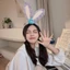 Bờm tóc cute Hàn quốc tai thỏ phối hoa