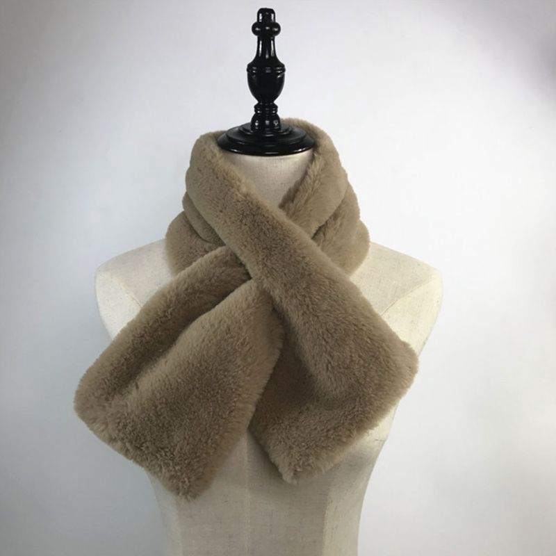Khăn quàng cổ bằng lông thỏ giả dày dặn giữ ấm cho nữ kích thước 15*90cm