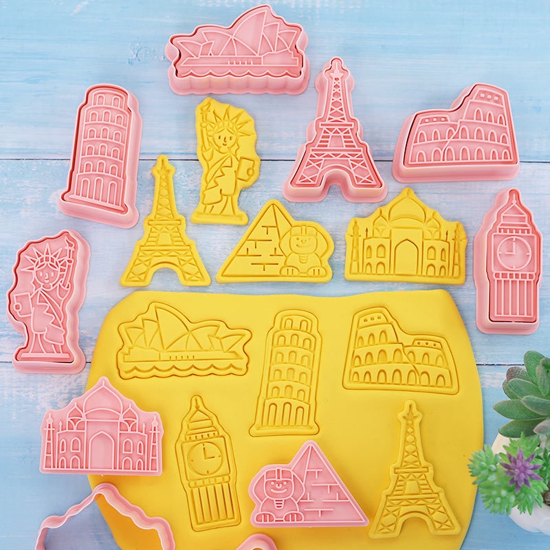 Set 8 Khuôn Cắt Bánh Quy Tạo Hình Tòa Tháp 3D