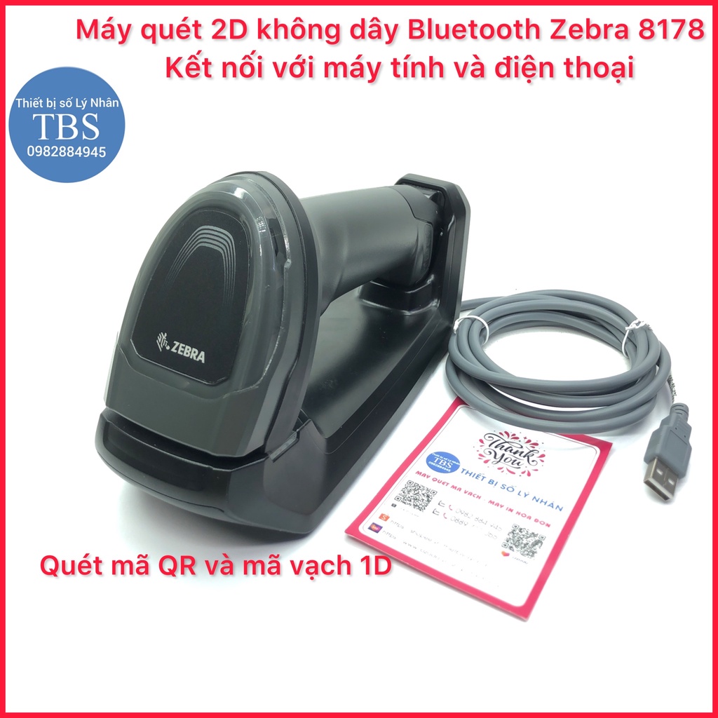 Máy quét 2D không dây Bluetooth Zebra DS8178 quét mã QR và mã vạch 1D ...