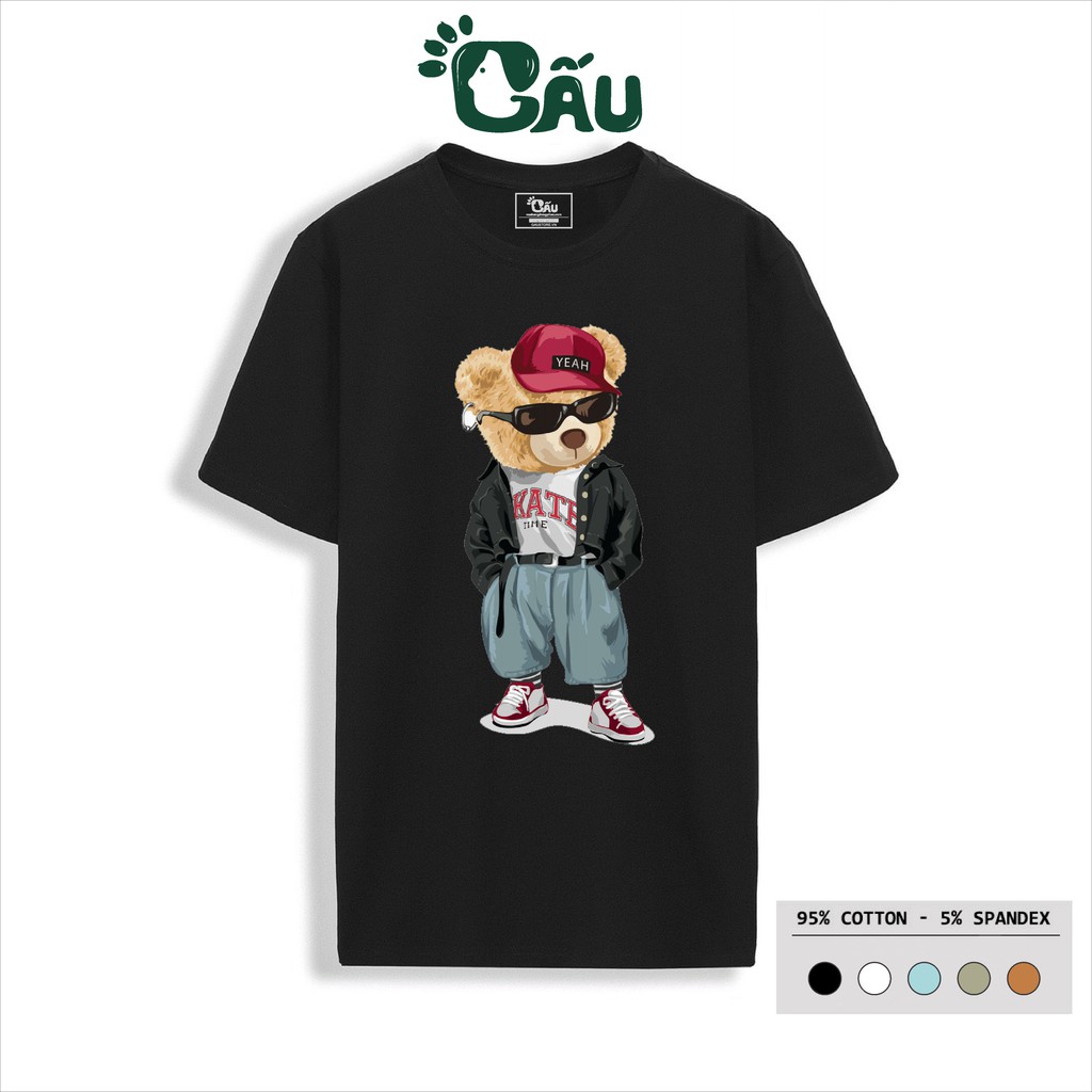 Áo thun Nam GẤU 194 Gấu Teddy Cool Ngầu cổ tròn tay ngắn vải coton co dãn, dày dặn, form regular fit – Gấu Cực Ngầu