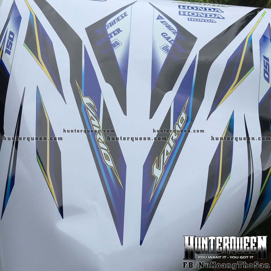 Tem rời Vario 2018. Logo Racing, xe xanh. Thay đổi màu sắc và chi tiết theo yêu cầu. Sắc nét, bền màu