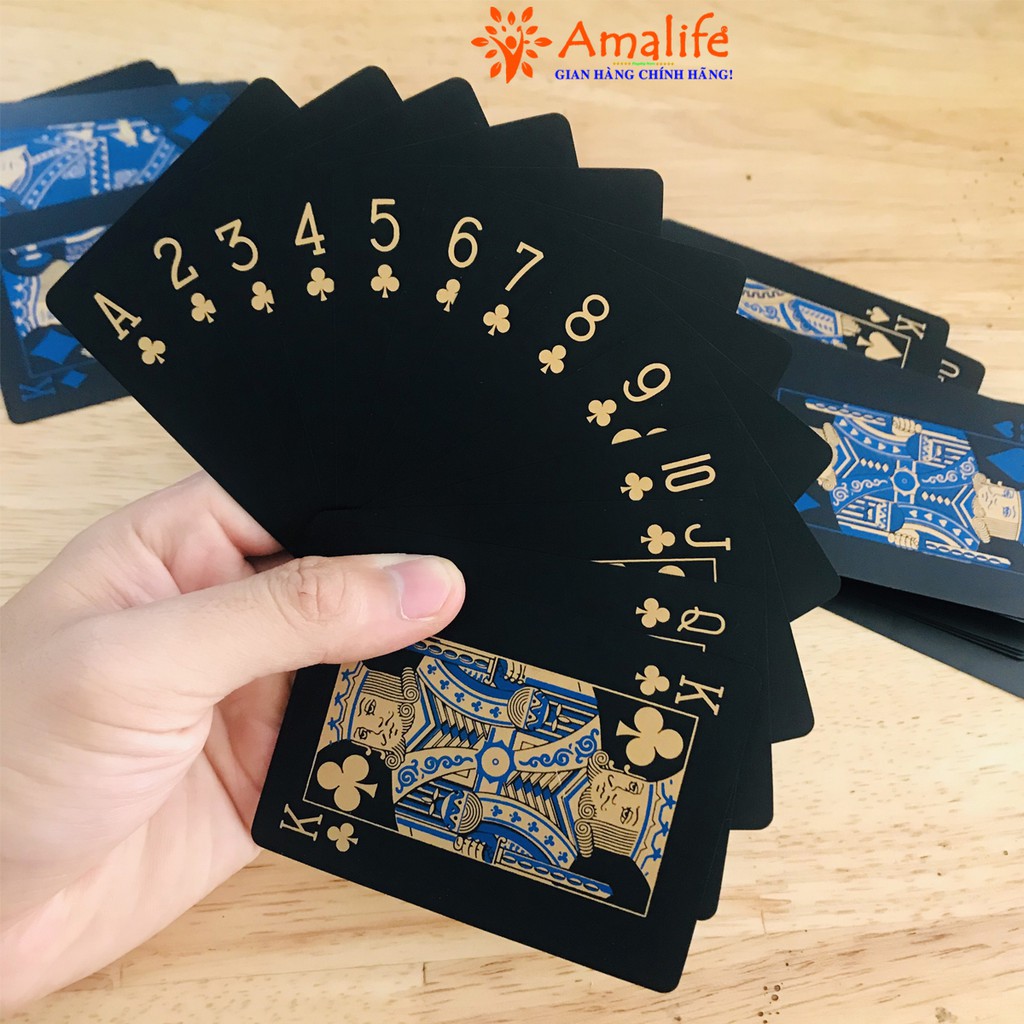 Ảnh Bài Tây Poker Nền Đen Cao Cấp Chọn Màu Bằng Nhựa PVC Chống Thấm Nước Chính Hãng Amalife 1