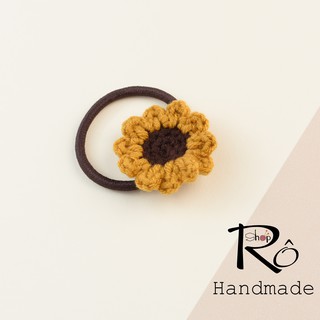 Dây buộc tóc hoa hướng dương cho nữ và bé gái 4cm |Đồ cột tóc len xinh Hàn Quốc |Shop Rô Handmade