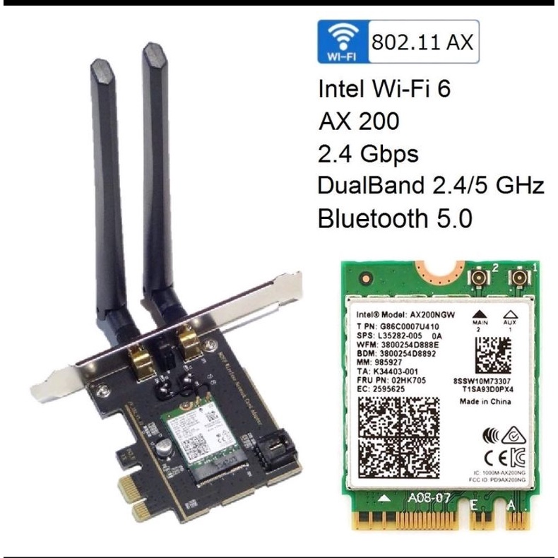 Intel AX200 Dual Band WLAN WiFi Wireless Card 7CDRN