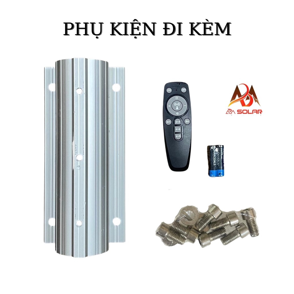 Đèn Công Trình Năng Lượng Mặt Trời ABMSOLAR 1000W, Vỏ Nhôm Đúc Nguyên Khối, Pin 100.000mAh, Chống Nước IP68, Remote Tiện