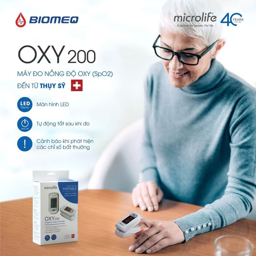 Ảnh Máy Đo Nồng Độ Oxy Trong Máu Spo2 và Nhịp Tim Microlife Oxy200 | Thương Hiệu Thụy Sỹ - Bảo Hành 24 Tháng 2