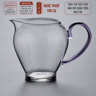 Tống thủy tinh dáng tròn trong suốt quay tím tinh tế - dung tích 40ml