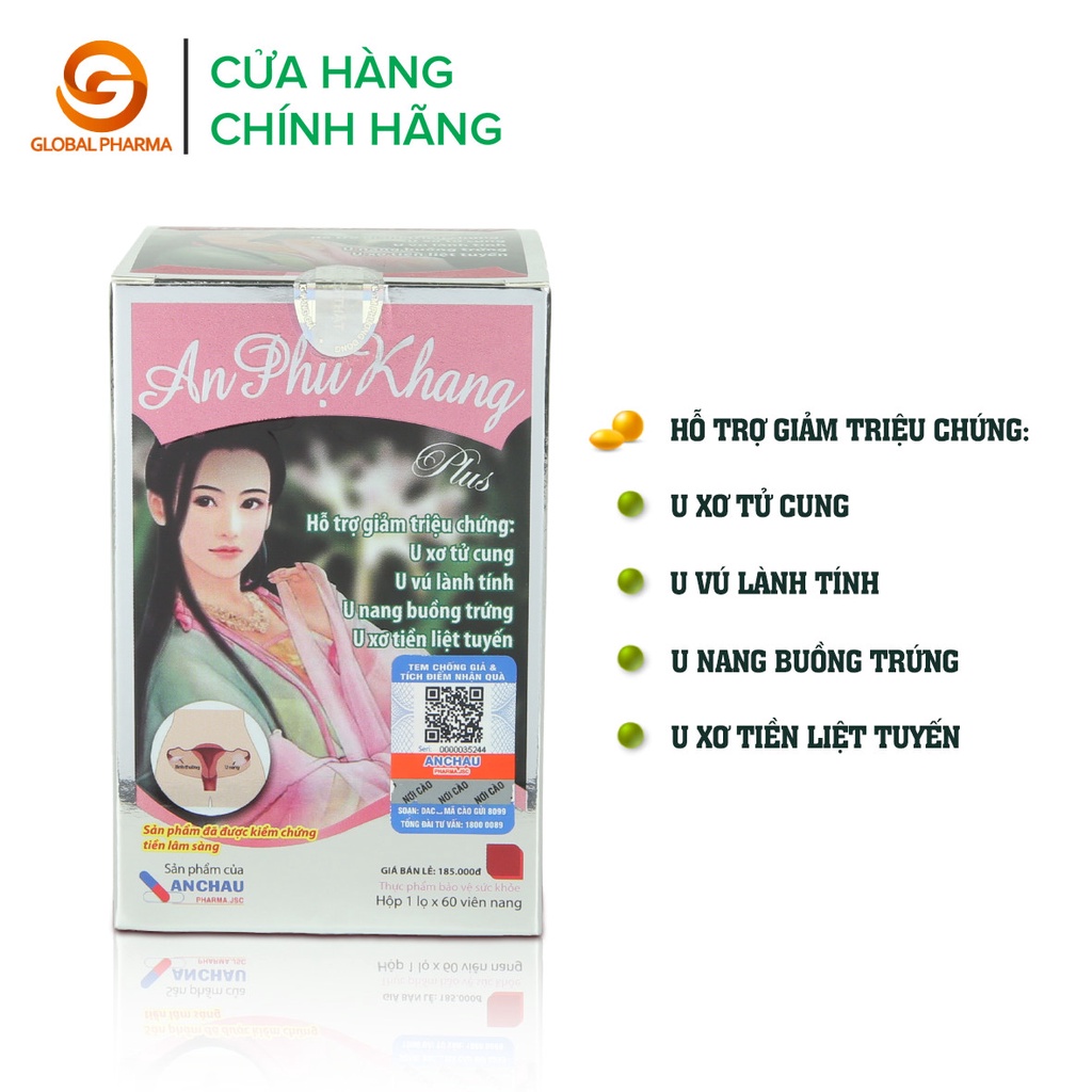 Ảnh An Phụ Khang Plus An Châu hỗ trợ giảm triệu chứng u xơ tử cung, u nang buồn trứng - Global Pharma 1