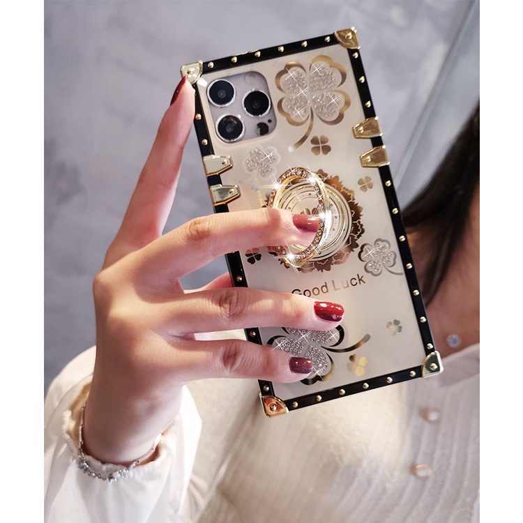 Clover CaFor Redmi A1 A2 A3 13C 9 9A 9C 10 NOTE 8 8PRO 9 9PRO 10 10PRO 11 11PRO 12 12PRO 13 13PRO K40 K40PRO Vỏ vuông gương sang trọng thời trang Vỏ điện thoại