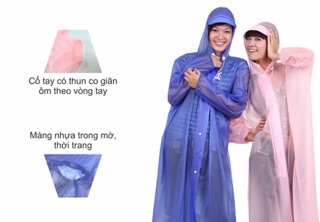 Áo Mưa Dây Kéo Trong Màu, RANDO Chính Hãng, 1 Người Mặc Bít Sườn, Nhẹ Nhàng, Thời Trang, Đi Mưa Bền Bỉ Không Thấm Nước