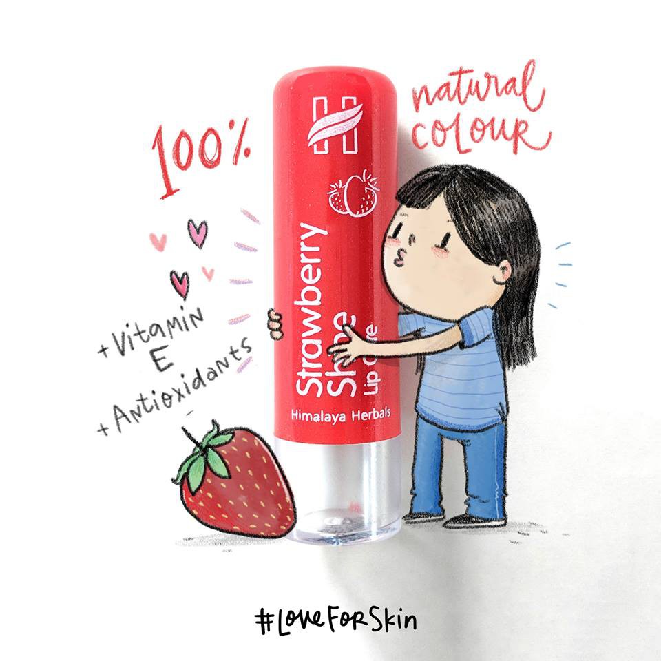 Ảnh Son Dưỡng Môi Chiết Xuất Dâu Tây (Bóng, Mịn Môi) Himalaya Strawberry Shine Lip Care 4.5gm 3