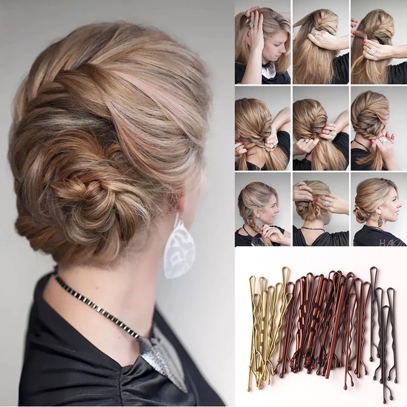 50 Cái / bộ Hợp Kim Sóng Bobby Chân Kẹp Tóc Vàng Nâu Đen Barrette Kẹp Tóc Mỏng Dày Bạc Kẹp Tóc Nữ Cô Gái Cong Kẹp Cô Dâu Updo Dụng Cụ Tạo Kiểu Tóc