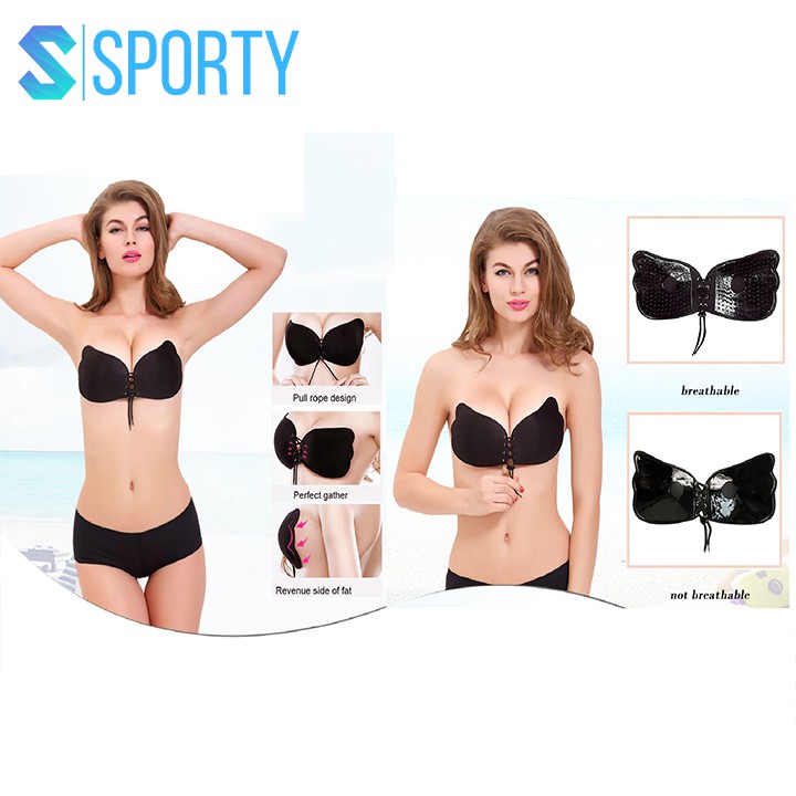 Áo bra không dây SPORTY ML2, miếng dán nâng ngực không quai dây rút thiết kế an toàn