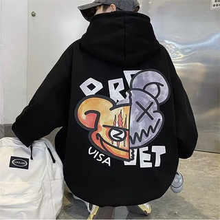 Áo Khoác Hoodie Lót Nỉ Tay Dài Dáng Rộng In Chữ Phong Cách Mỹ Thời Trang Thu Đông Cho Cặp Đôi Cỡ M-8XL
