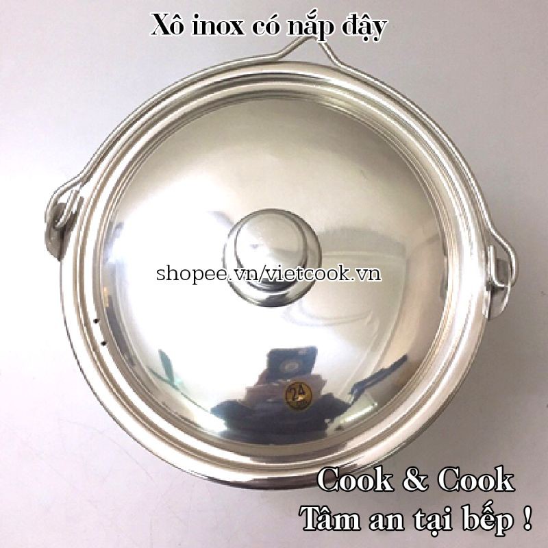 [Chính Hãng] Xô inox 304 size 18, 20, 25, 27, 30 có nắp, Xô inox 304 ...