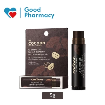 Son tẩy da chết môi cà phê Đắk Lắk Cocoon loại tế bào chết, dưỡng ẩm mềm đôi môi, giảm khô - Thỏi 5g [lip, lips, stick]