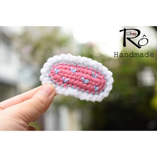 Kẹp tóc len thêu trái tim dễ thương cho nữ và bé gái 6cm |Đồ cặp tóc mái xinh |Shop Rô Handmade