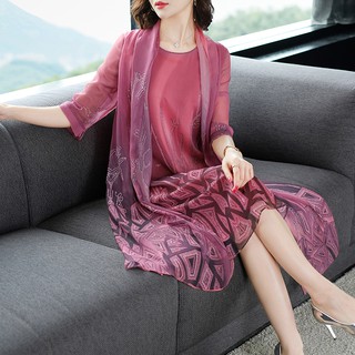 Đầm Voan Lụa Cao Cấp Hai Mảnh Trung Niên Dự Tiệc VH72