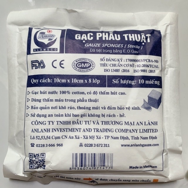 Gạc phẫu thuật 10x10 có mấy lớp?
