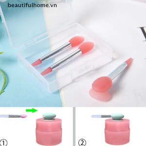 Bộ 3 Cọ Silicone Đắp Mặt Nạ Môi Kèm Vỏ Hút Chống Bụi