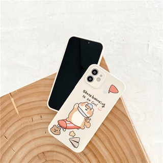Ốp lưng iphone cạnh vuông Gấu má hồng dành cho iphone 6 đến 16promax - E131