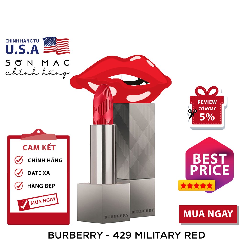 Son Burberry 429 MILITARY RED Lip Velvet Matte Shopee Vi t Nam