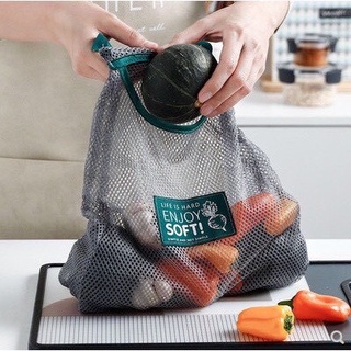 Túi lưới đựng hành tỏi củ quả đồ khô nhà bếp, Túi treo hành tỏi lưới đan ENJOY SOFT