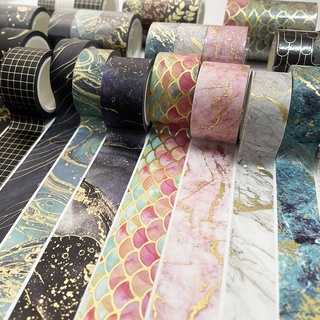 Set 3 Cuộn Băng Keo Washi Ánh Đồng Dài 5m Dùng Trang Trí Sổ Tay
