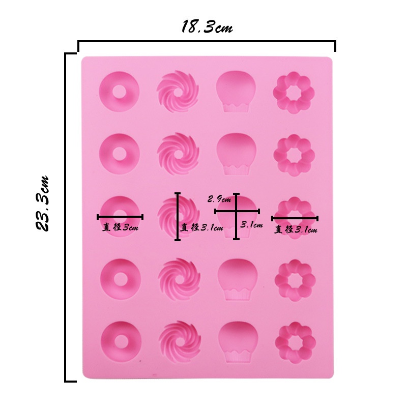 Khuôn silicone làm bánh donut 20 ngăn tiện dụng