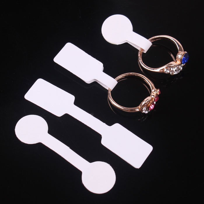100 Tag giấy không keo dán ghi giá treo nhẫn hình chữ nhật và hình tròn màu trắng trơn, không keo🔔