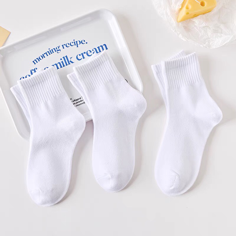Tất vớ nam nữ cổ ngắn 3B trắng học sinh phong cách Hàn Quốc [ảnh thật]