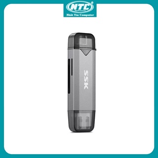 Đầu đọc thẻ nhớ đa năng SSK SCRM390 TypeC & USB 3.0 - đọc thẻ SD/TF Card (Xám)