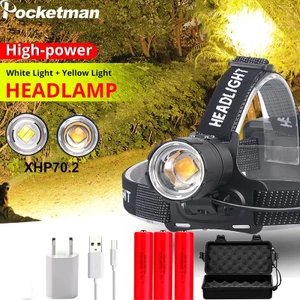 Đèn pin đội đầu XHP70.2 siêu sáng có thể sạc lại bằng cổng USB