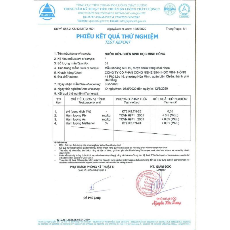 🌱🍋Nước Rửa Chén Bát Sinh Học Minh Hồng 500ml🍋🌱