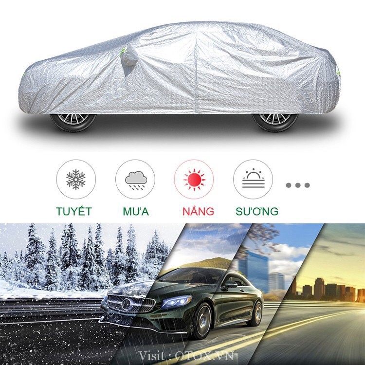 Bạt phủ xe ô tô 3 lớp Tráng Bạc cao cấp Chống Nóng, Chống Mưa, Chống Cháy