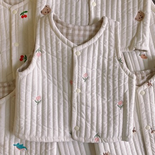 Áo Gile 2 mặt cotton trần bông siêu nhẹ họa tiết thêu xinh xắn Hàn Quốc