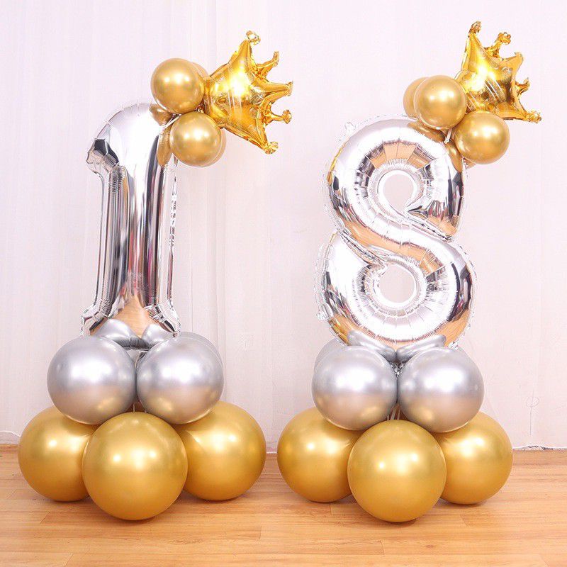 Set bóng số kèm vương miện size 16 inch trang trí sinh nhật - Kem Shop K142