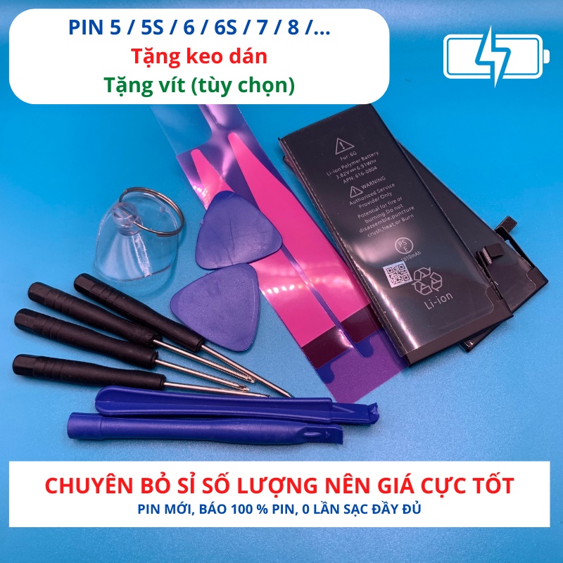 Pin EU mới 100% chuẩn xuất châu âu, Pin 5 5s 6 6s 7 8 6 plus 6s plus 7 ...