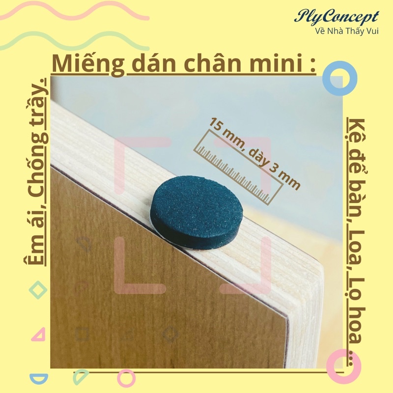Ảnh Miếng dán chống trầy xước Mini, miếng lót kê chân ghế, kệ, loa máy tính, vật dụng gia đình. 1
